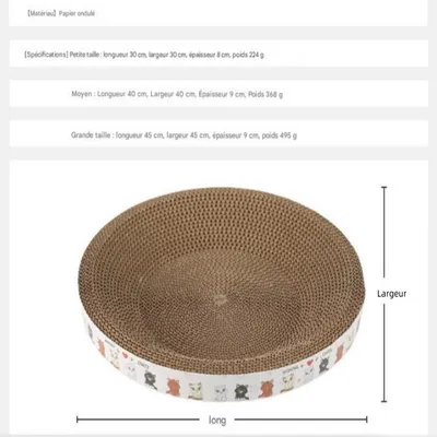 FurryFusion Planche à gratter ronde en carton ondulé pour chat 45 x 9 cm