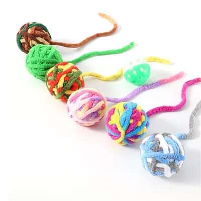 Pet Planet Boules de fil arc-en-ciel pour chats - 5 pièces