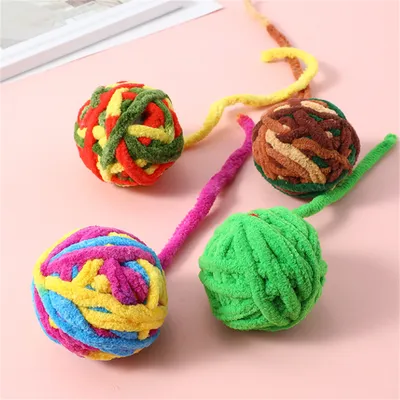 Pet Planet Boules de fil arc-en-ciel pour chats - 5 pièces