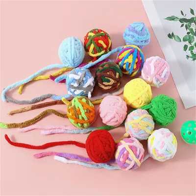 Pet Planet Boules de fil arc-en-ciel pour chats - 5 pièces