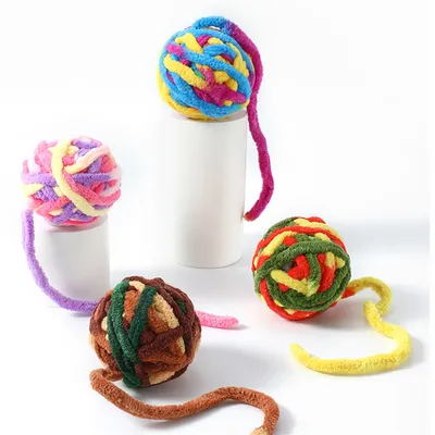Pet Planet Boules de fil arc-en-ciel pour chats - 5 pièces
