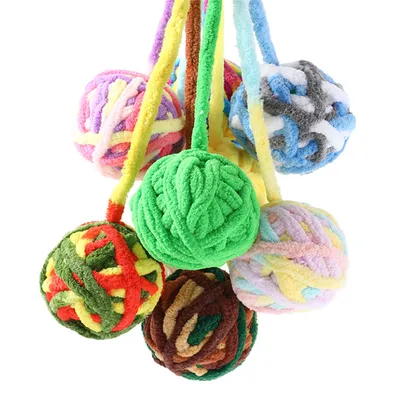 Pet Planet Boules de fil arc-en-ciel pour chats - 5 pièces