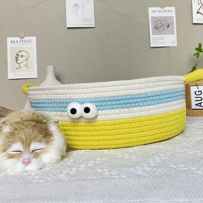 FurryFusion Nid pour chat en corde de coton