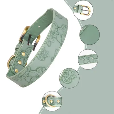 FurryFusion Collier en cuir gravé pour gros chiens