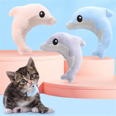Pet Planet Jouet Interactif Dauphin en Peluche pour Chat