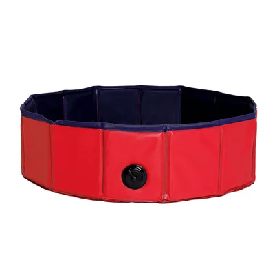 lionto Hundepool mit Ablassventil, 80 cm Durchmesser, Höhe 20 cm, rot/blau