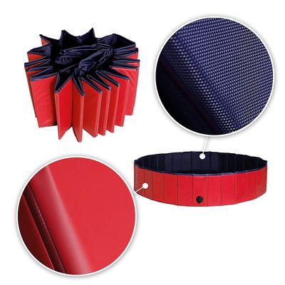 lionto Hundepool mit Ablassventil, 160 cm Durchmesser, Höhe 30 cm, rot/blau