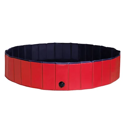 lionto Hundepool mit Ablassventil, 160 cm Durchmesser, Höhe 30 cm, rot/blau