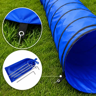 lionto tunnel de jeu pour chien, tunnel agility pliable avec piquets lionto tunnel de jeu pour chien, tunnel agility pliable avec piquets
