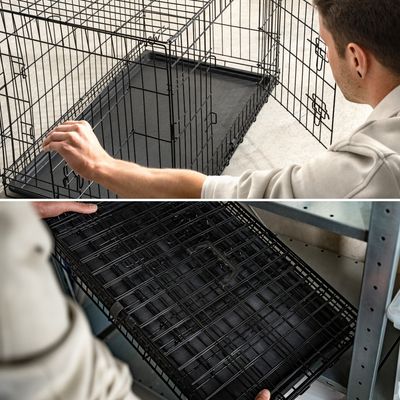 lionto faltbare Hundetransportbox aus Metall mit herausnehmbarer Bodenwanne
