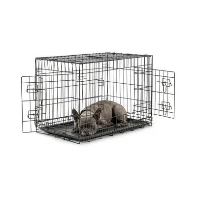 lionto faltbare Hundetransportbox aus Metall mit herausnehmbarer Bodenwanne