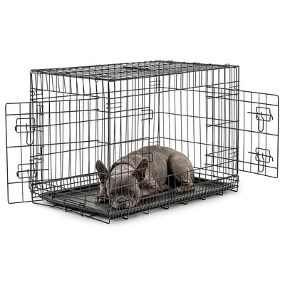lionto cage de transport pour chien pliable avec bac amovible sécurisé