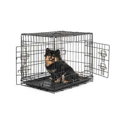 lionto faltbare Hundetransportbox aus Metall mit herausnehmbarer Bodenwanne