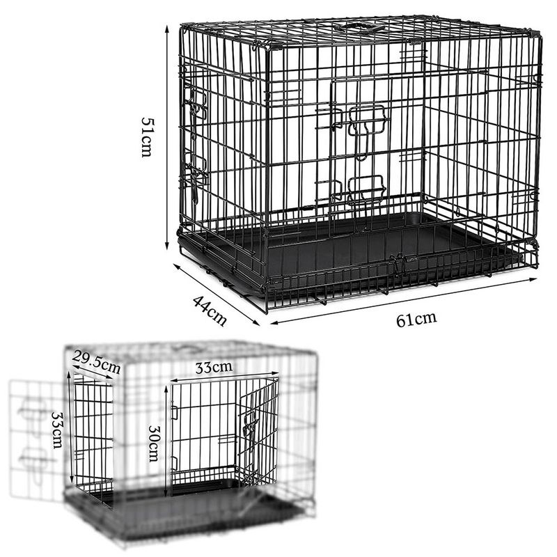 lionto cage de transport pour chien pliable avec bac amovible sécurisé