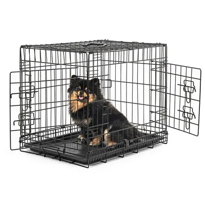 lionto faltbare Hundetransportbox aus Metall mit herausnehmbarer Bodenwanne