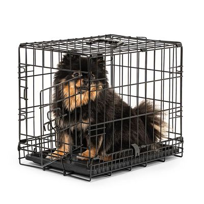 lionto cage de transport pour chien pliable avec bac amovible sécurisé
