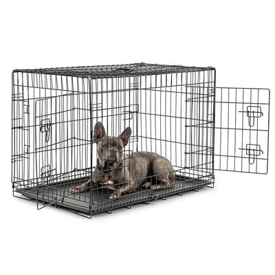 lionto cage de transport pour chien pliable avec bac amovible sécurisé