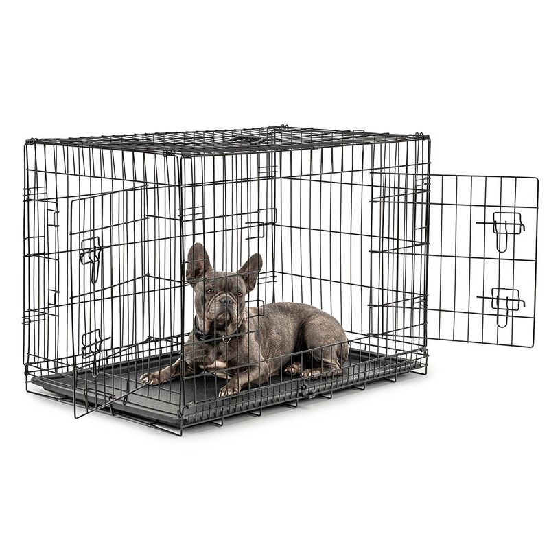lionto cage de transport pour chien pliable avec bac amovible sécurisé