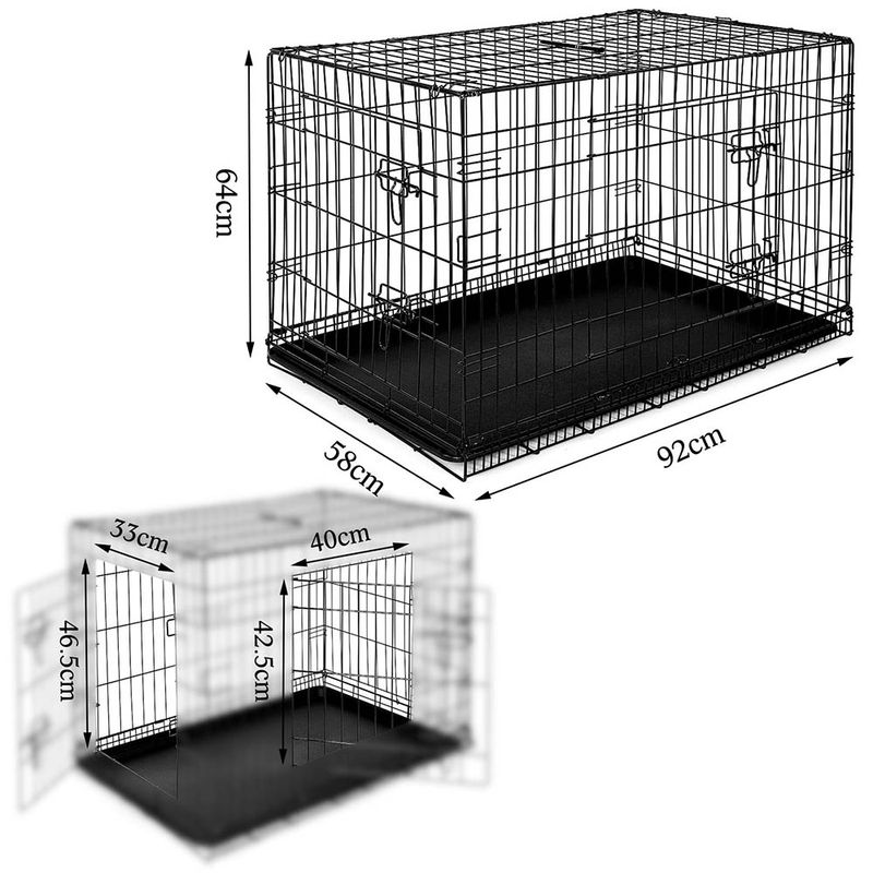 lionto cage de transport pour chien pliable avec bac amovible sécurisé