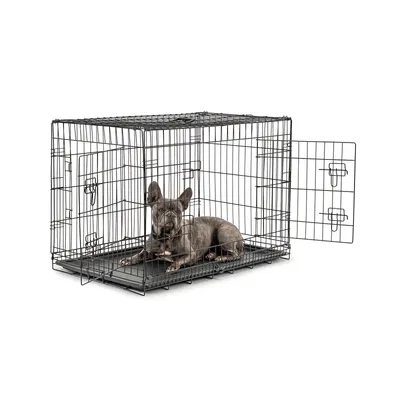 lionto cage de transport pour chien pliable avec bac amovible sécurisé