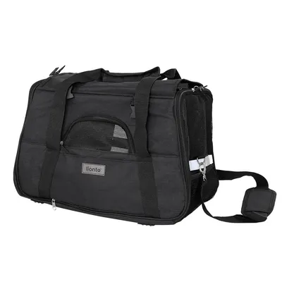 lionto sac de transport pliable pour chien avec coussin et filets aérés