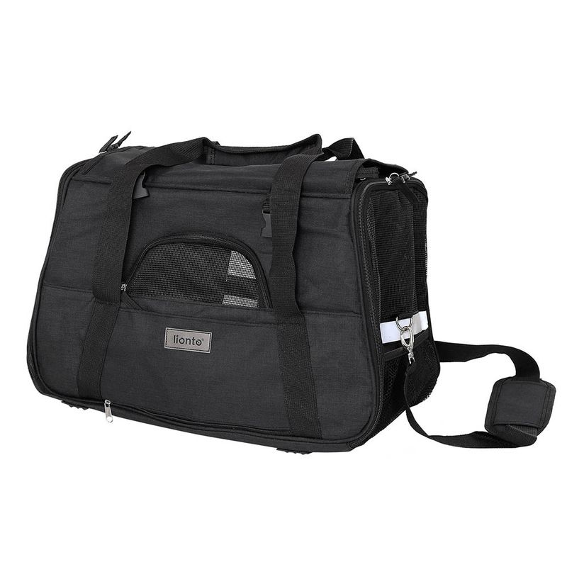 lionto sac de transport pliable pour chien avec coussin et filets aérés