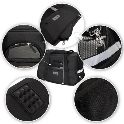 lionto sac de transport pliable pour chien avec coussin et filets aérés