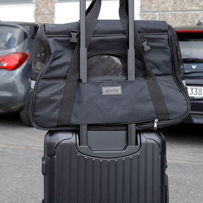 lionto sac de transport pliable pour chien avec coussin et filets aérés