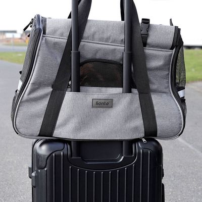 lionto sac de transport pliable pour chien avec coussin et filets aérés