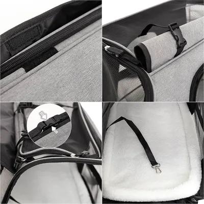 lionto sac de transport pliable pour chien avec coussin et filets aérés