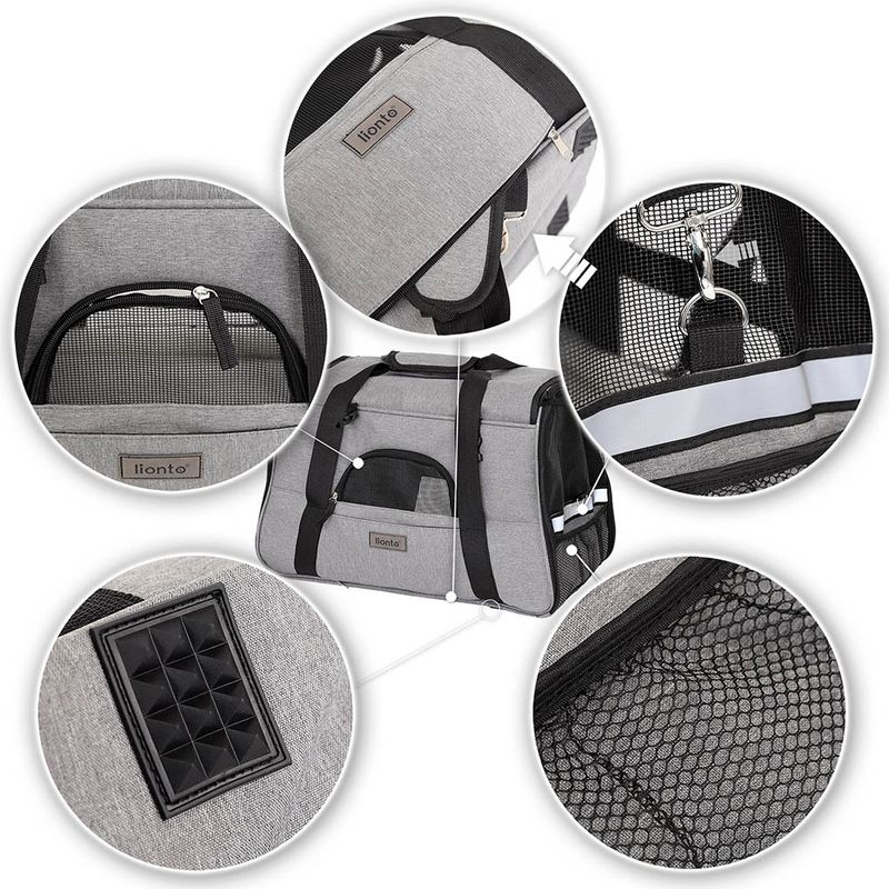 lionto sac de transport pliable pour chien avec coussin et filets aérés