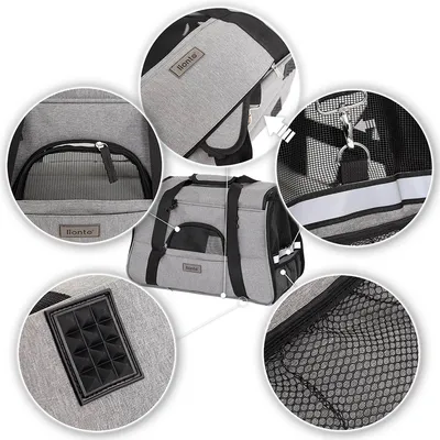 lionto sac de transport pliable pour chien avec coussin et filets aérés