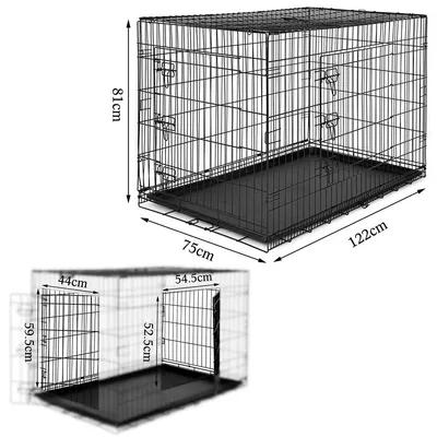 lionto cage de transport pour chien pliable avec bac amovible sécurisé