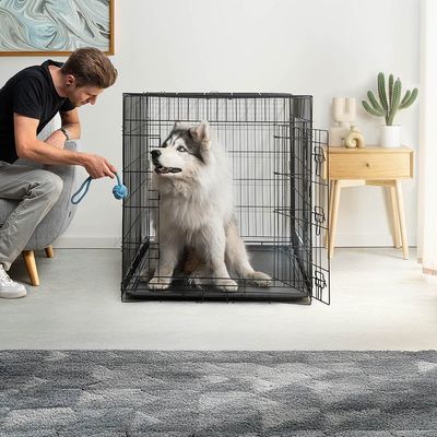 lionto faltbare Hundetransportbox aus Metall mit herausnehmbarer Bodenwanne