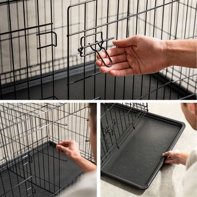 lionto faltbare Hundetransportbox aus Metall mit herausnehmbarer Bodenwanne