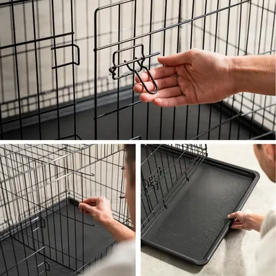 lionto cage de transport pour chien pliable avec bac amovible sécurisé