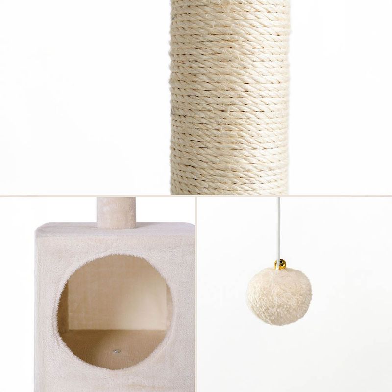 lionto arbre à chat avec niche, plateformes et balle en peluche