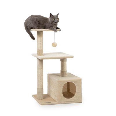 lionto arbre à chat avec niche, plateformes et balle en peluche