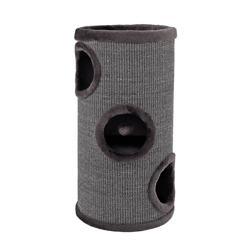 lionto arbre à griffer en sisal avec balle de jeu et rebord en peluche