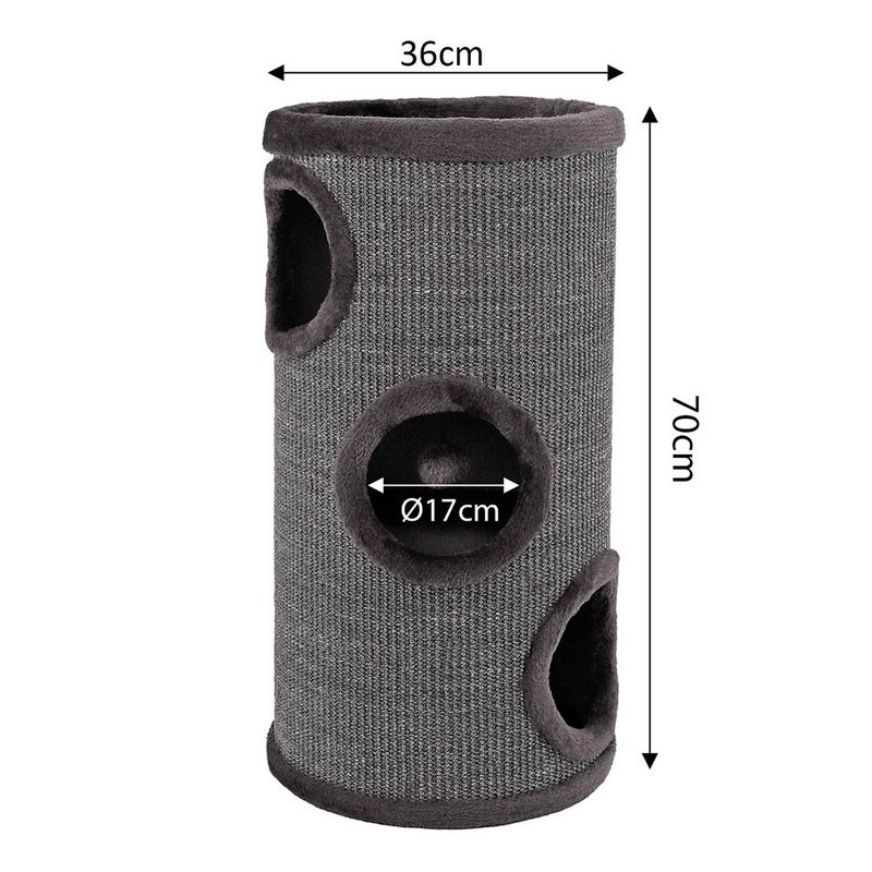 lionto arbre à griffer en sisal avec balle de jeu et rebord en peluche