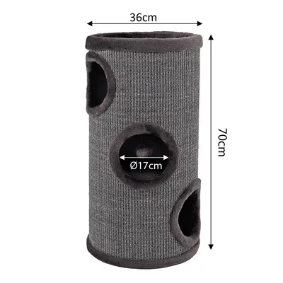 lionto arbre à griffer en sisal avec balle de jeu et rebord en peluche