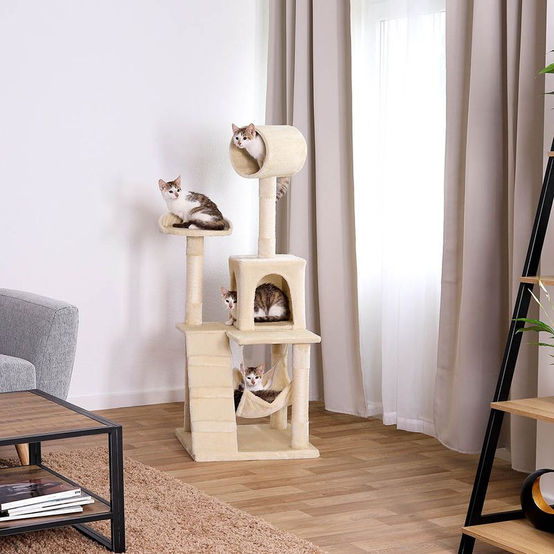 lionto arbre à chat avec hamac, tunnel et poteaux en sisal