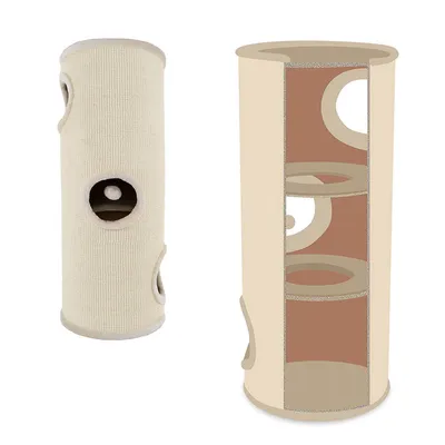 lionto arbre à griffer en sisal avec balle de jeu et rebord en peluche