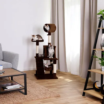 lionto arbre à chat avec hamac, tunnel et poteaux en sisal
