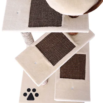 lionto arbre à chat avec 3 plateformes, lit douillet et zones en sisal lionto arbre à chat avec 3 plateformes, lit douillet et zones en sisal