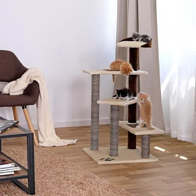 lionto arbre à chat avec 3 plateformes, lit douillet et zones en sisal lionto arbre à chat avec 3 plateformes, lit douillet et zones en sisal