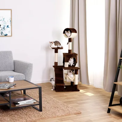 lionto arbre à chat avec hamac, tunnel et poteaux en sisal