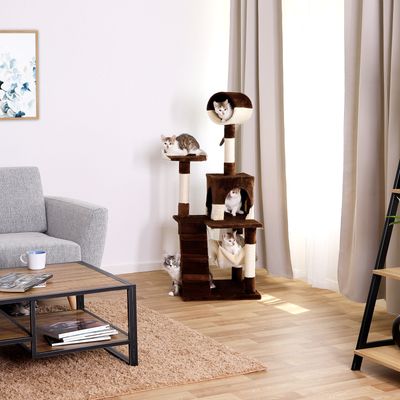 lionto arbre à chat avec hamac, tunnel et poteaux en sisal
