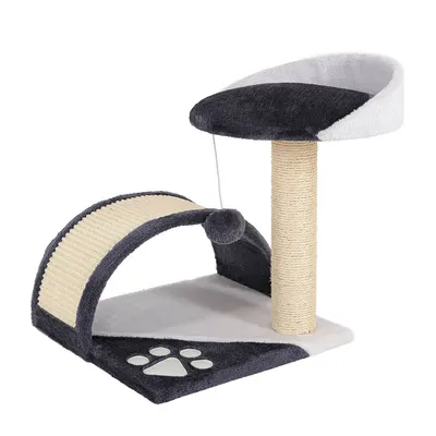 lionto arbre à chat compact avec arc à griffer et balle en peluche