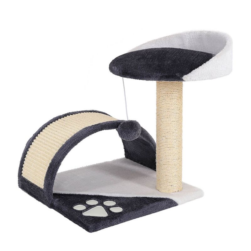 lionto arbre à chat compact avec arc à griffer et balle en peluche